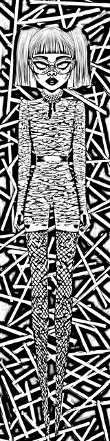 Free colorable bookmarks of a woman illustration with line background